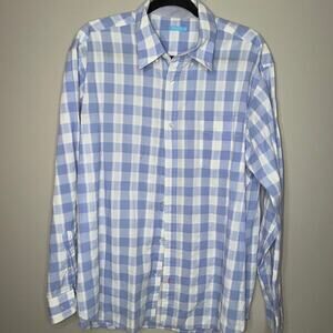 J. Mclaughlin Womens Size Large Purple White Gingham Check Long Sleeve Button Up